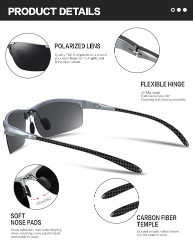 Image of BIRCEN Carbon-Fiber Polarized Sunglasses for Men: 0.74 oz & UV Protection