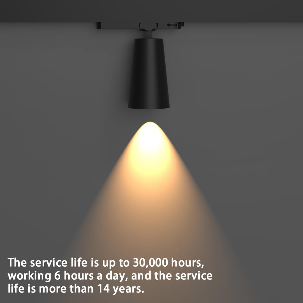 LED track light 30 Watt trifase a 4 fili rotante e girevole 3000K bianco caldo 2800lm plafoniera in alluminio per sistema di illuminazione interna a binario, nero