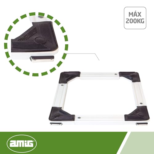 Plataforma con ruedas ajustable de acero Amig base extensible para electrodomésticos 4