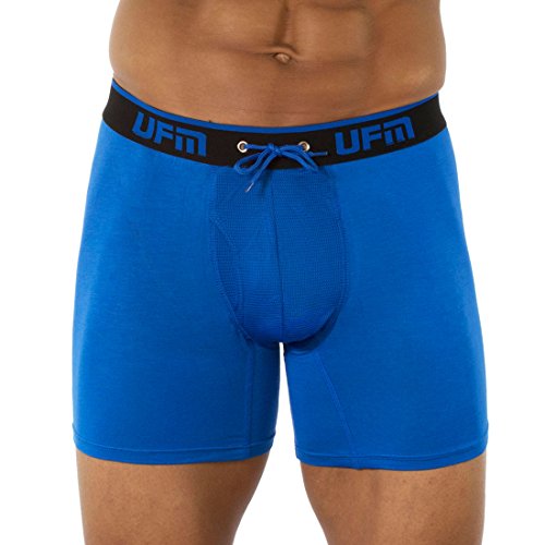UFM Men’s Boxer Briefs with Support Pouch - Athletic Underwear for Men, Ultra Soft and Comfortable, Breathable Bamboo Spandex, Regular Support, 6 Inch Inseam, Royal Blue