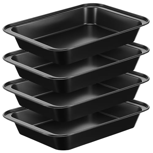 Set of 4 Rectangular Cake Pan 9 x 13 Inch Non-Stick Baking Pans for Oven Deep Baking Pan Cookie Sheet Tray BPA Free Heavy Duty Carbon Steel Bakeware for Brownie Lasagna Casserole Bread