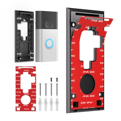No Drill Ring Doorbell Mount for Ring Battery Doorbell (2020 Release) - Strong Adhesive Mounting Plate, Renter Friendly Apartment & Office Video Doorbell Holder Bracket, Easy Install Accessories Kit