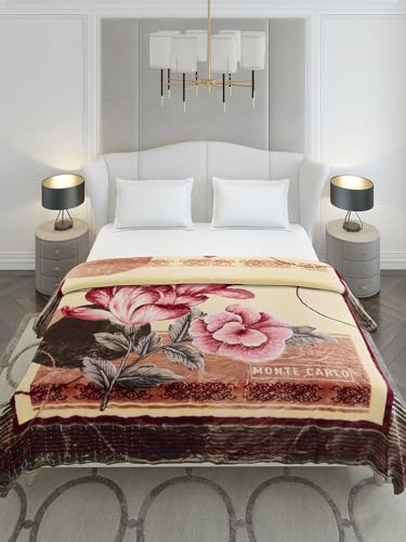 Image of Monte Carlo Double Bed Heavy Winter Blanket Marshal 2 Ply 850 GSM | 4.5 KG (240x220 CM), Brown