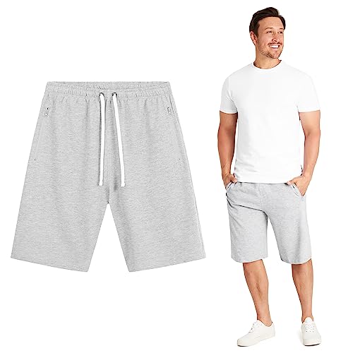 CityComfort Mens Activewear Shorts with Zipped Pockets for Sports Summer Gym (Grey, 2XL)