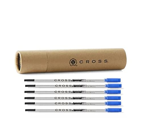 Recharge stylo bille Cross bleu lot de 6 cartouches en tube