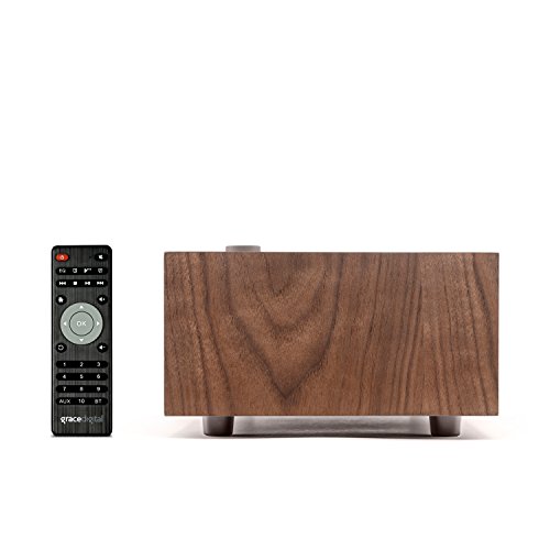 Grace Digital Encore+ Wireless Stereo Smart Speaker & Internet Radio with Wi-Fi + Bluetooth & 3.5" Color Display Walnut (GDI-WHA7505)
