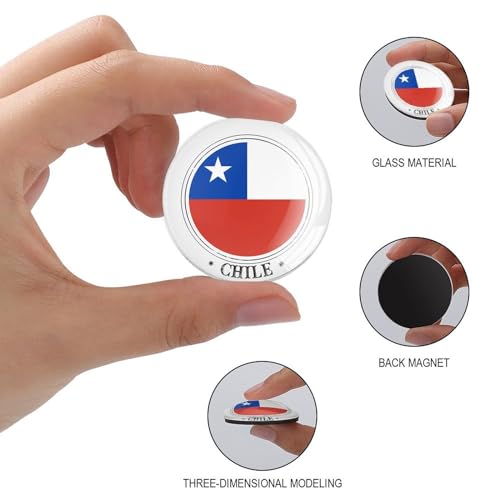 Imanes de Chile redondos de cristal para sujetar notas en neveras pack de 4 3