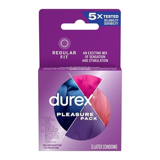 Durex Pleasure Pack, Assorted Premium Lubricated Condoms, 3 Count