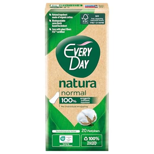 EveryDay Natura - Salvaslip normal, filtrante, 100% algodón orgánico, biodegradable, 20 unidades