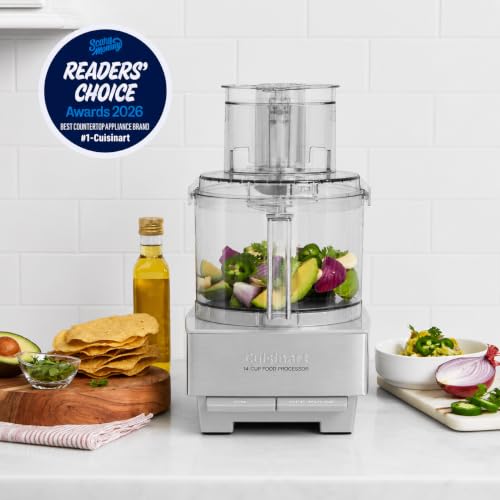 Image of Cuisinart Food Processor 14-Cup Vegetable Chopper for Mincing, Dicing, Shredding, Puree & Kneading Dough, Light Gray Stainless Steel, DFP-14CGRY