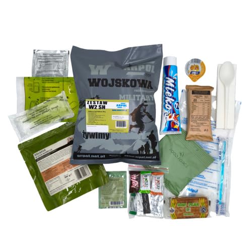 Ración Militar MRE Zestaw W2 SH, Salchicha en Salsa Barbacoa 300 g, Calentador Químico, 1408 kcal, para una Persona