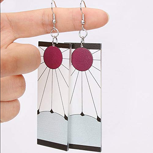 Tanjiro &Hanafuda Earrings, Acrylic Earrings, Kimetsu No Yaiba Cosplay Anime Earrings (ear hook 1) - Image 5