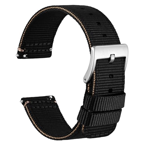 Image of WOCCI Nylon Watch Bands, Contrast Woven Design, Quick Release, Stainless Steel Buckle, Band Width 20mm 22mm 24mm 26mm