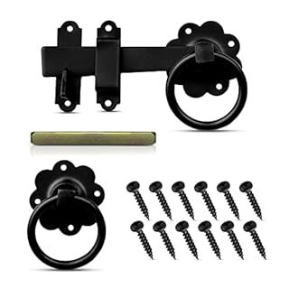 ZAVIA Ring Gate Latch for Wooden Gates Black Powder Coated 6"/150mm Door Latch - Solid Ring Handle Garden Gate Latches and Catches for External Door Lock