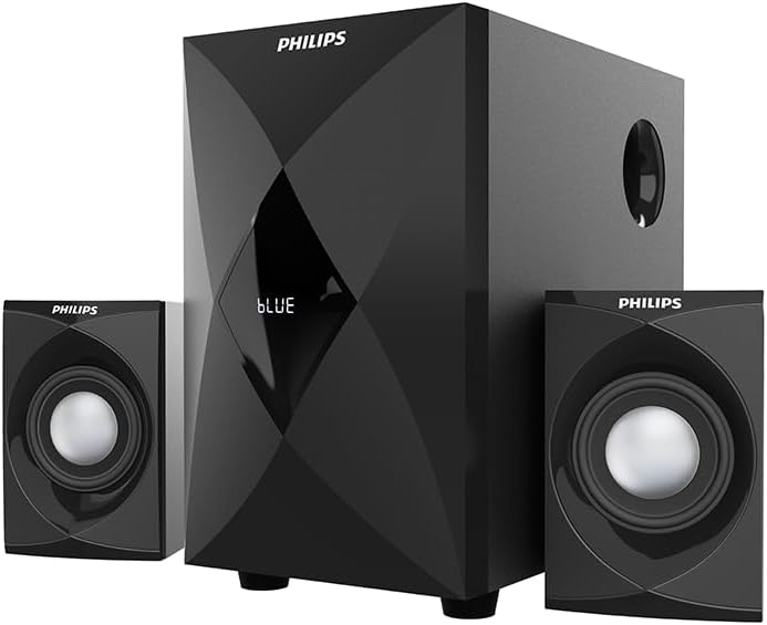 Philips Audio 2.1 CH 60W Multimedia Speaker System with Bluetooth 5.3, USB,AUX,FM Radio,LED Display, Remote Controlled, 10.16cm Subwoofer, Wide Compatibility-MP3 Player,TV, PC (MMS2634/94-Deep Black)
