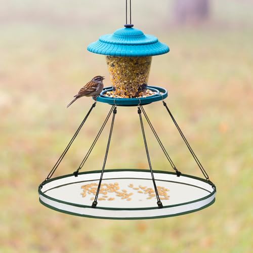 FoldTier Universal Wild Bird Seed Catcher Hanging Hoop Platform Bird Seed Catcher Tray for Hummingbird Feeders Bee Feeder Outdoor Garden Accessories(1 Pieces,24 Inch)