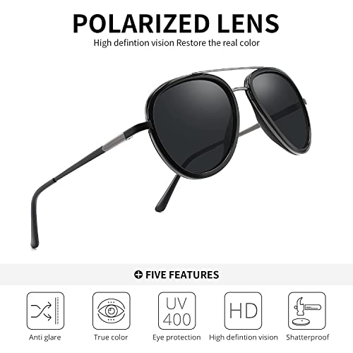 PUKCLAR Sunglasses for Men Polarized Lightweight Driving Fishing Sports Aviator Mens Spring Hinges Sunglasses