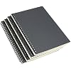 Yansanido Spiral Notebook, 4 Pcs A5 Black Craft Softcover 8mm Ruled 60 Sheets -120 Pages Journals for Study and Notes (A5-4 pcs Black/Lined)