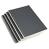Yansanido Spiral Notebook, 4 Pcs A5 Black Craft Softcover 8mm Ruled 60 Sheets -120 Pages Journals for Study and Notes (A5-4 pcs Black/Lined)