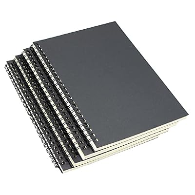 Yansanido Spiral Notebook, 4 Pcs A5 Black Craft Softcover 8mm Ruled 60 Sheets -120 Pages Journals for Study and Notes (A5-4 pcs Black/Lined)