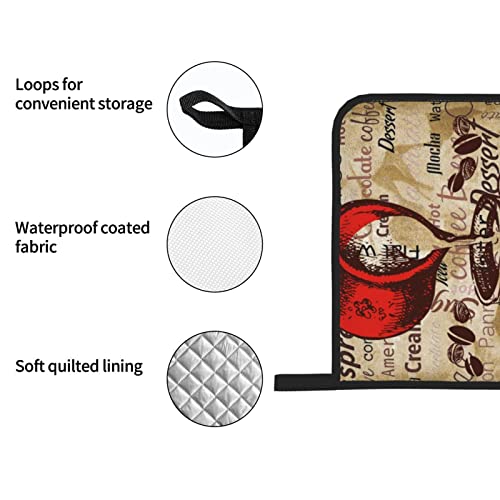 Yiftd Oven Mitts And Pot Holders 4Pcs Set Vintage Waterproof Oven Glove Kitchen Gloves And Hot Pads Waterproof Cooking Gloves For Bbq Baking Grilling #TOP5