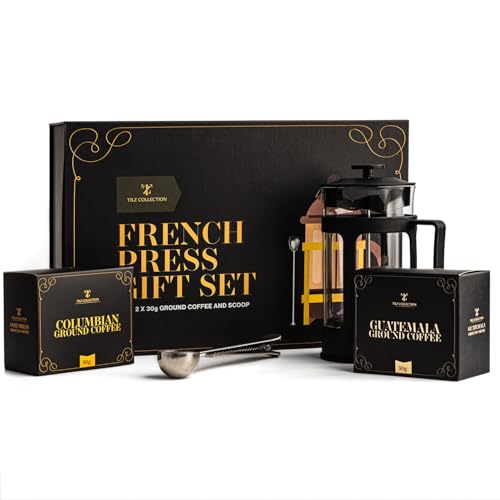 TILZ COLLECTION Kaffeemaschine für mit gemahlenem und Messlöffeln, Kaffee-Geschenk-Set – Weihnachts-Kaffee-Geschenke für Männer |Coffee Gifts, Cafetiere French Press