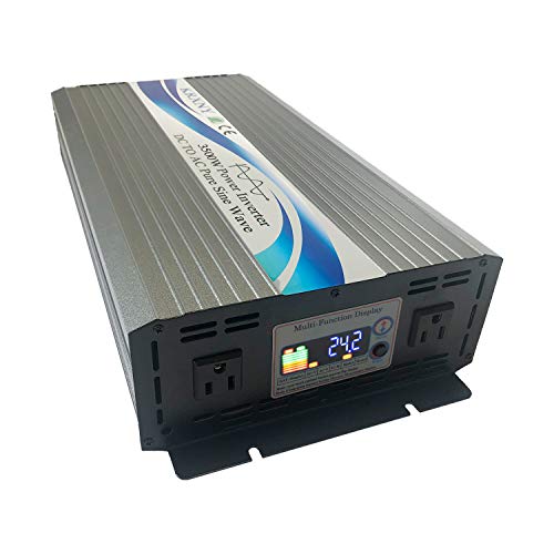 KRXNY 3500W Power Inverter 24V DC to 110V 120V AC Pure Sine Wave 60HZ with LCD Screen for Car/RV/Off Grid Solar