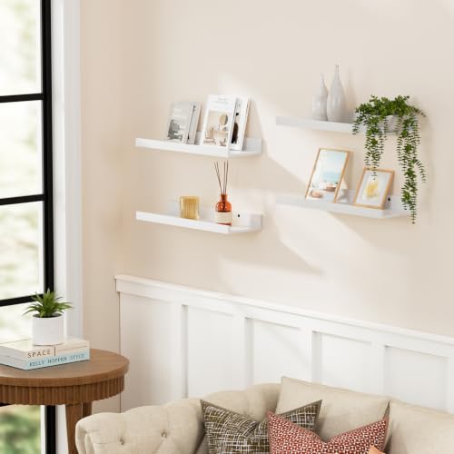 Image of BAYKA 15.7x5.12 Floating Shelves for Wall,Room Decor,Raised Lip,4 Pack