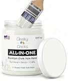 Chalky Chicks 16 Fl Oz Matte Salt Flats (Off White) Chalk Paint for Furniture Without Sanding - No Prep Furniture Paint No Sanding All in One for Crafts, Walls, Cabinet, Metal, Dresser, Farmhouse