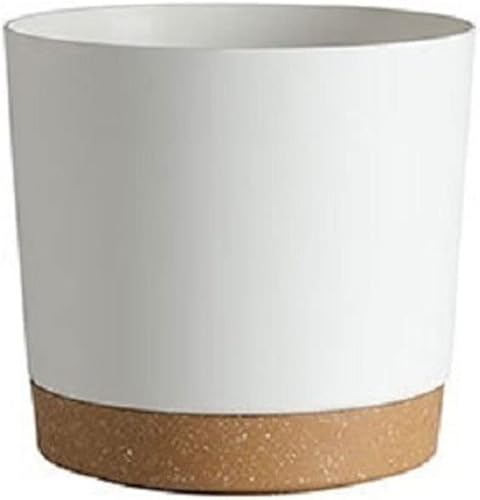 AMMIKI Flower Pot Plastic Straight Resin Living Room Succulent Green Radish Flowerpot with Tray (Color White, Size Medium)