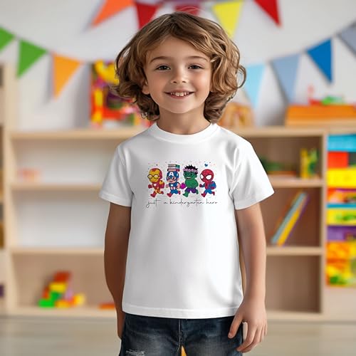 Just A Kindergarten Hero #1 Kids Shirts, X-Small-Medium, Boys Or Girls, Super-Heroes, Great for The First Day of School3