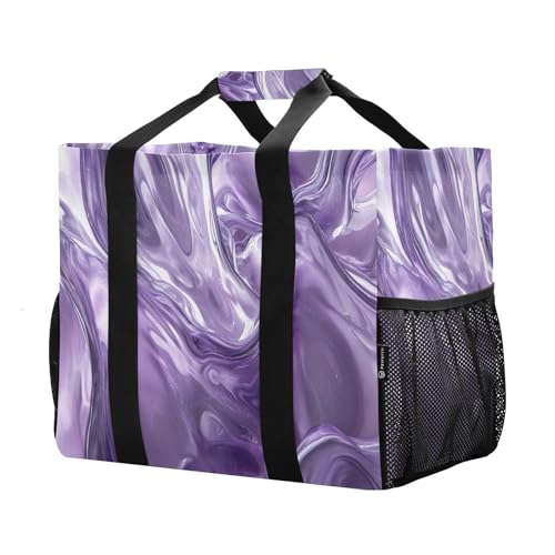 YETTASBIN Liquid Marble Large Foldable Travel Tote Bag, Lightweight Waterproof Swim Pool Bag with Handles & Pocket for Beach Outdoor, Reusable Grocery Bag for Kitchen, Shopping