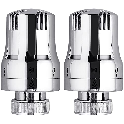 HOMGEN 2 pcs Tête Thermostatique M30 x 1,5 Tête de Remplacement Vanne Radiateur TRV,Système de Chauffage pour Radiateur Thermostatique-Argent Cover