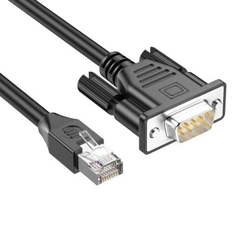 FeiYeup - Cable de depuración RJ45 a D-sub de 9 pines RS232 macho a macho cable de extensión para enrutadores y gestión de interruptores
