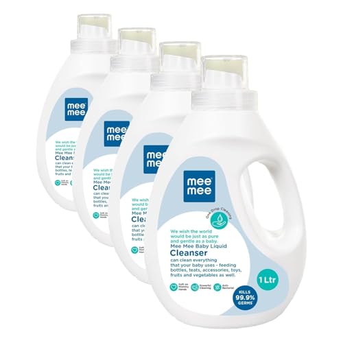Image of Mee Mee Liquid Cleanser 1000ML Anti-Bacterial Kills 99.9% Germs | Cleanser for Bottles, Nipples, Accessories, Toys, Fruits & Vegetables No Alcohol, One Drop Cleaning, Dermatologically Tested