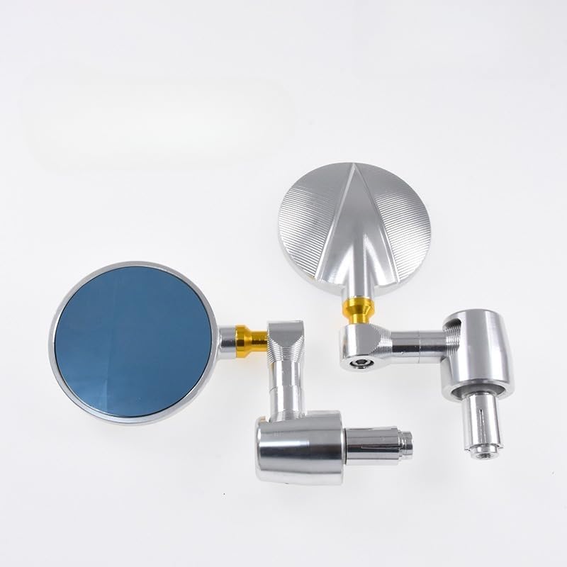 Universal Motorcycle Rearview Mirror, Aluminum Alloy, Circular Reflector, Red (Silver)