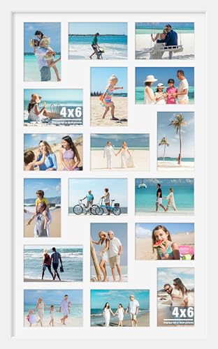 Image of DUENPY 18x30 Picture Frame 4x6 Collage Picture Frame Displays Eighteen 4x6 inch Photos Collage Wall Decor Wall Hanging White