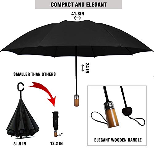 Image of Automatic Open Close Compact Travel Umbrella with Wind Vent Umbrella big size Lightweight Windproof Folding for men Women