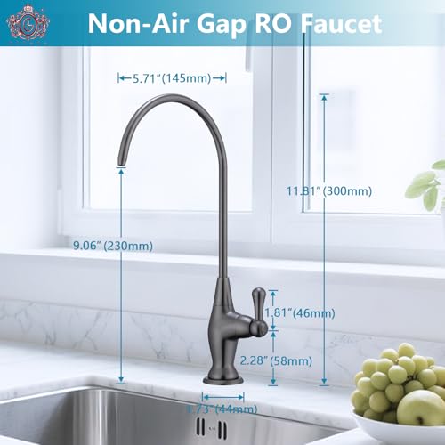 Image of Stainless Steel Sink Drinking Water Faucet, Sink Water Filter System, Suitable for Most Reverse Osmosis or Water Filtration Systems, Stainless Steel Reverse Osmosis Faucet for Kitchen Bar, Grey