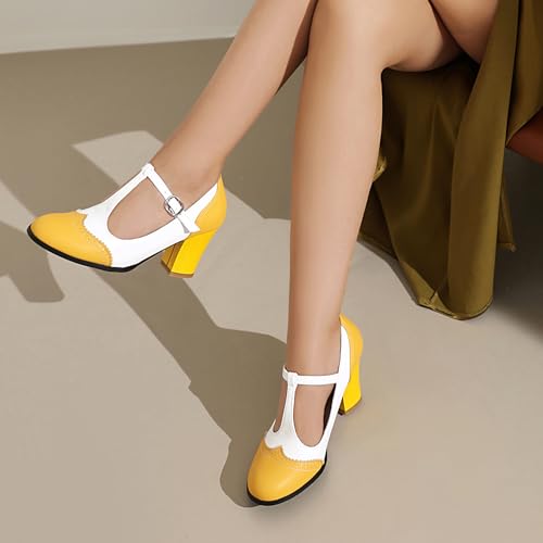 Chaussures Merceditas t-strap rétro Lizoleor à bout rond et talon large - 3