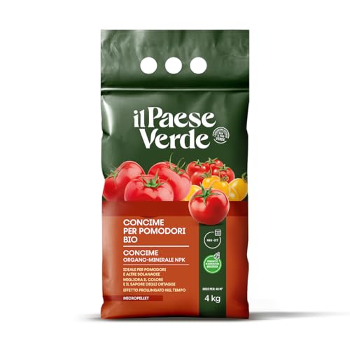 Il Paese Verde - Concime Pomodori Bio - Fertilizzante Organo Minerale NPK - Ideale per Pomodori e Solanacee - Con Calcio - Favorisce la Crescita e Migliora la Qualità - 4kg