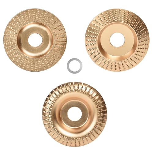 Holz Schleifscheibe für Winkelschleifer 125mm, 3 Stück Holz Schleifen zubehör Frässcheibe Holzbearbeitungswerkzeuge Set für Holzformung Schleifen Bildhauerscheibe (Gold)