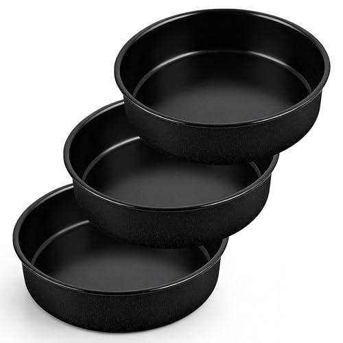 P&P CHEF 7 Inch Cake Pan Set of 3 Non-Stick Round Cake Pans Tins for Tier Smash Cakes Baking Pans Set & Essential Bakeware Stainless Steel Core & Leak-Proof