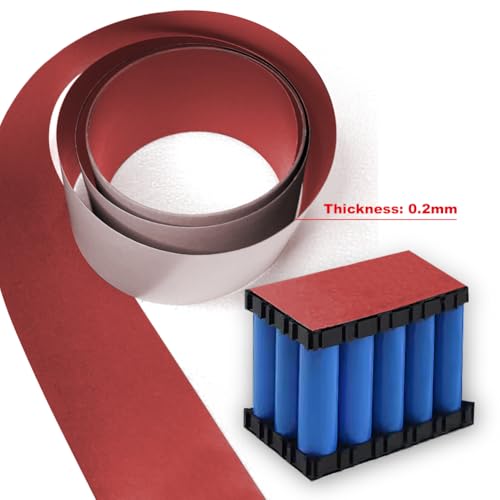 Image of Electrical Insulating Adhesive Paper 80mm(3.15in) Width 3m Length One Side Self Adhesive, Battery Pack Insulator Gasket for 18650 21700 26650 Battery Pack, Red. 0.2mm Thickness