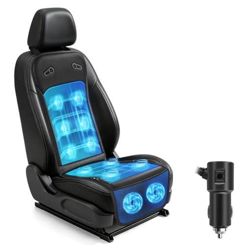 Cushair Cooling Car Seat Cover: 2-in-1 Car Seat Cushion with Massage & Ventilation 12V/24V Universal Fit for Car/Truck/SUV Intensity Breathable & Comfortable (Black)