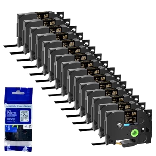 15pk 12mm TZE-231�������x���e�[�v�̃u���b�NTZE-241 335 131 TZ 631���x���v�����^�[�݊��e�[�v(Gold on black)