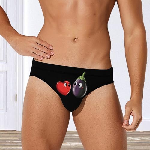 Love Eggplant Gay Men's Swimming Trunks Briefs Beach Swimwear Low Rise Bikini Swimsuit Print Bathing Suit4