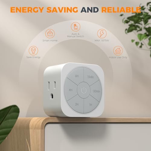 image for TESSAN 1 Pack Timer Outlet Indoor, Countdown Timers for Electrical Out