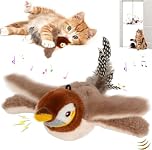 Cat Toys Flapping Bird, Interactive Catnip Toys for Indoor Cats, Simulated Flying Chirping Bird Cat Toy, Rechargeable Plush Flying Bir-d Toy for Kittens, Automatic Flapping Wings Sparrow Catnip Toys