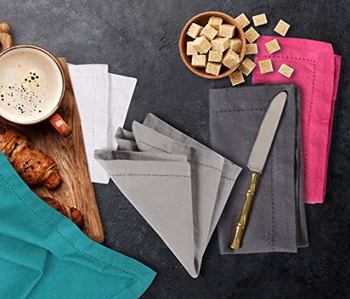 Lfh Home Hemstitched Cloth Dinner Napkins 18X18 Inch Set Of 12 - Reusable 100% Cotton Machine Washable Cocktail Napkins With Metered Corner For Daily, Party, Wedding, Bar Use - Multi Colors #TOP1